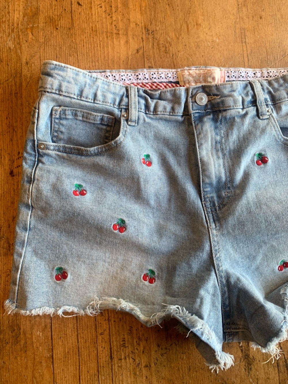 Project Rebel Cherry Embroidered Denim Shorts - Picture 6 of 16